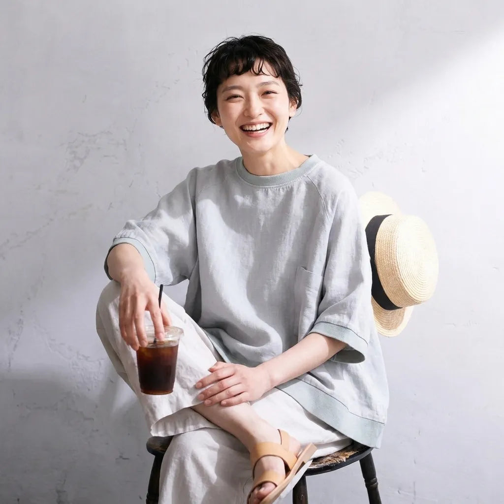 リネン バットスリーブ T シャツ
