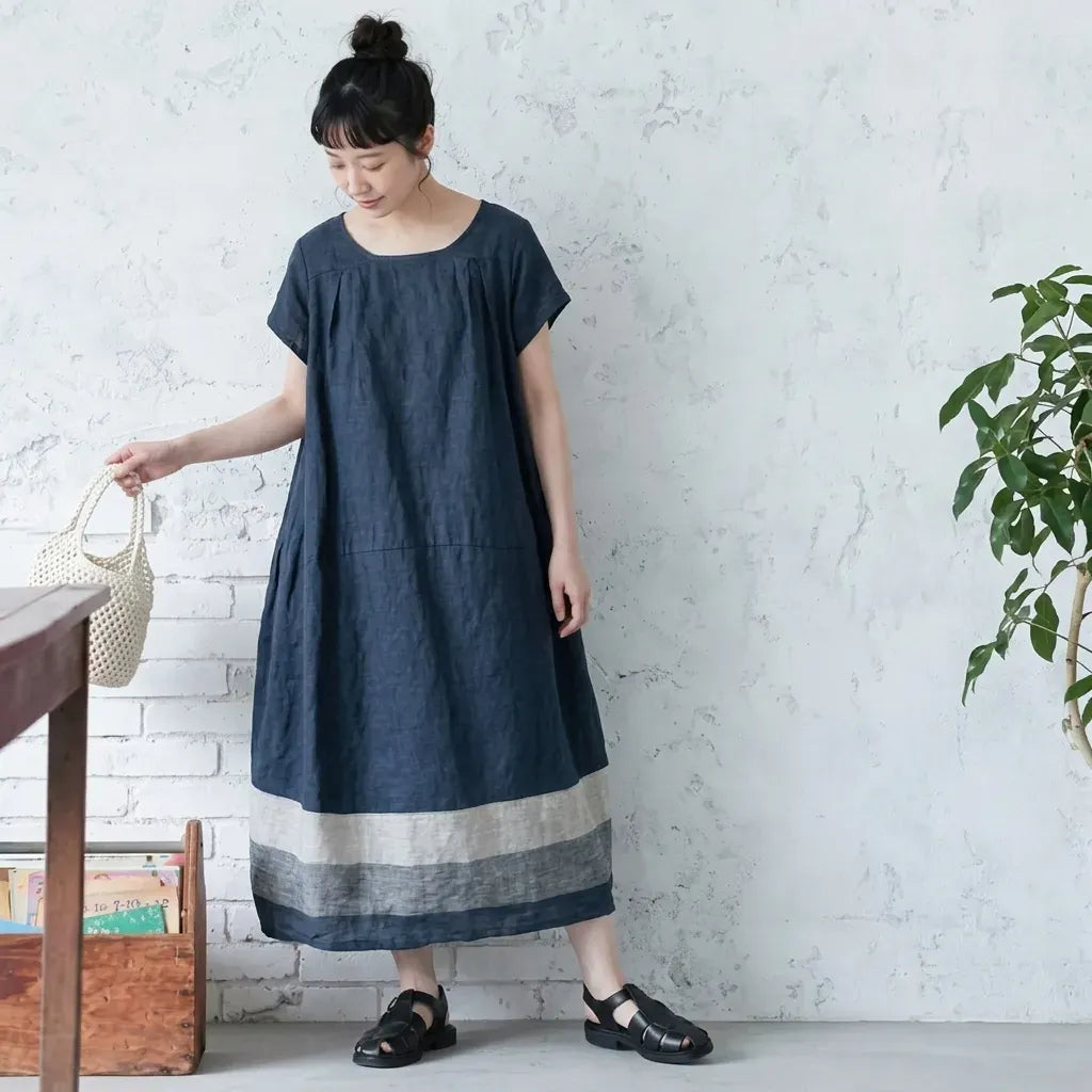 色の重なりが、いつもの日を彩る。配色ワンピース。