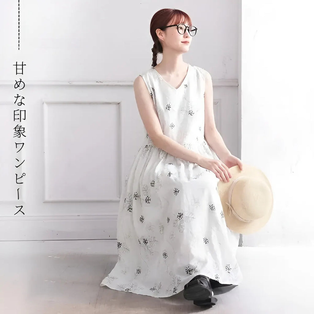【コットン】M-2XL スリム効果 上品見え 甘めな印象 ナチュラル ワンピース