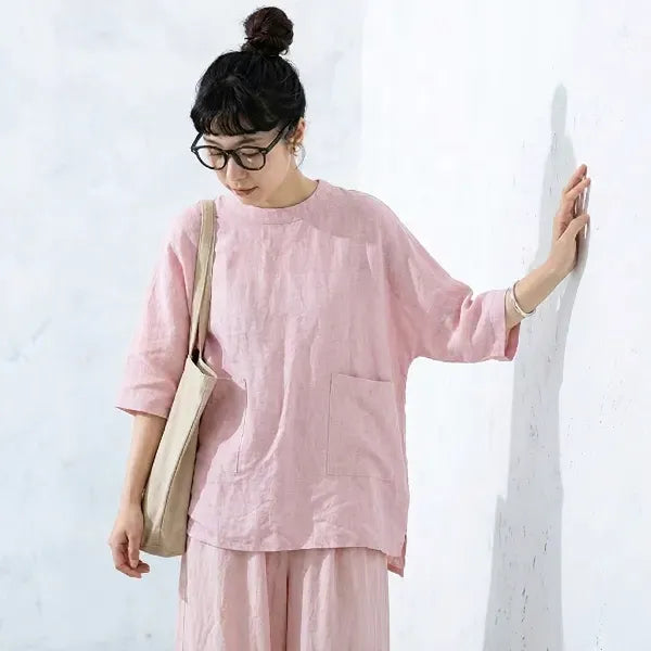 L-2XL ゆるシルエットリネンプルオーバー｜在宅・カフェタイム