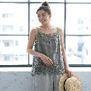M-2XL 綿麻 レース 透かし彫り 刺繍 レトロ タンクトップ/キャミソール