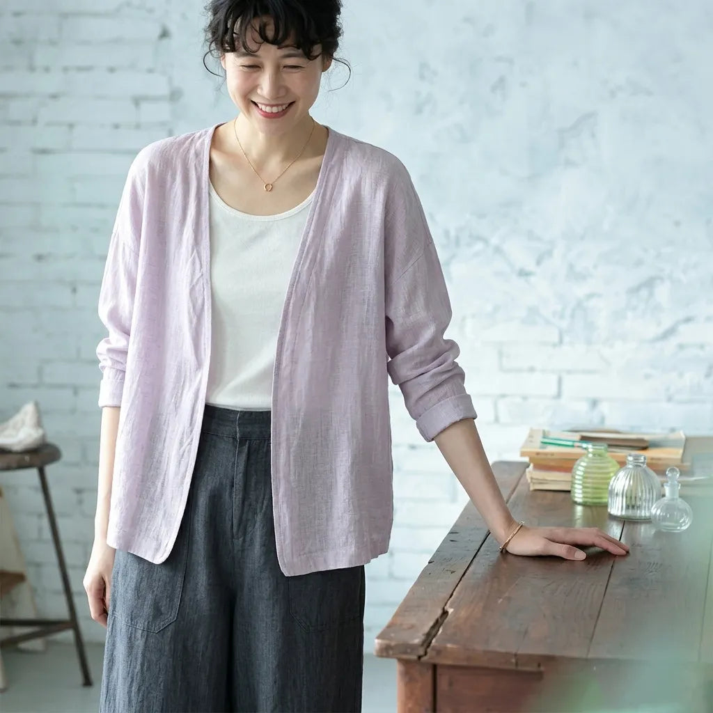 M-3XL 綿麻 通気性良い UVカット 肌触り柔らかい Vネック 日焼け止め服