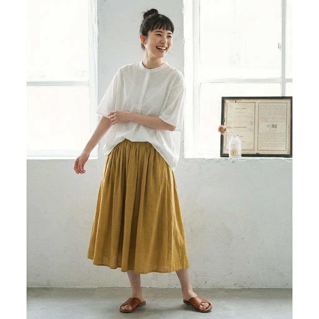 コットン 体型をカバー 森ガール T シャツ