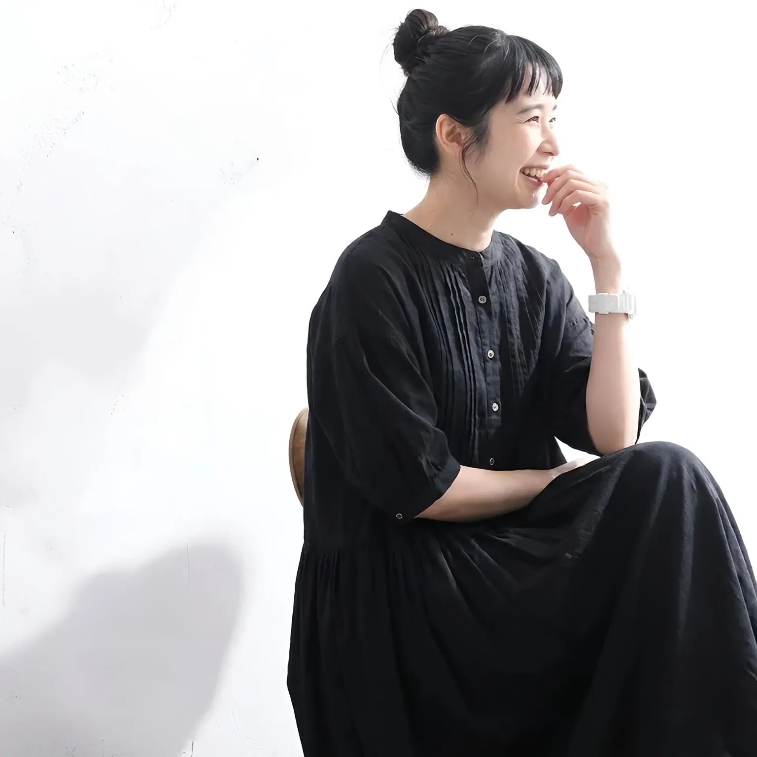 くったりやさしい、リネン仕立てのロングワンピ