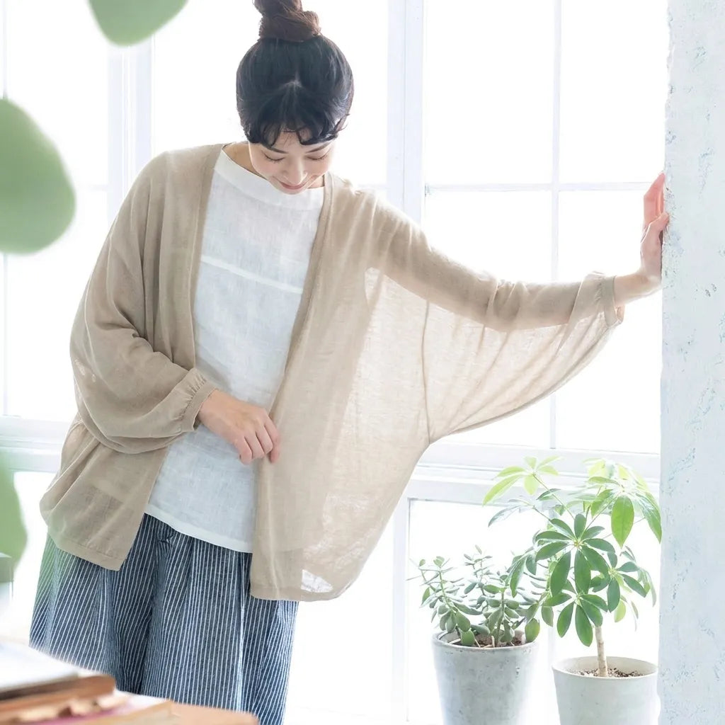 【コットン】S-3XL 柔らかい 接触冷感 UVカット ドルマンスリーブ 着痩せ効果 カーディガン
